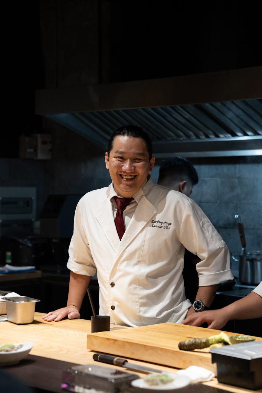 Chef Eddie Cương at the counter